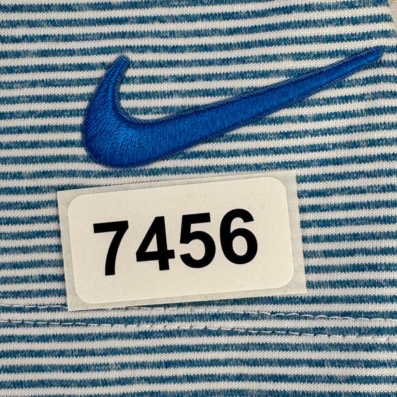 Nike Blue/White Vapor Striped Dri-fit Stretch Short Sleeve Golf Polo Size Large - Picture 11 of 11